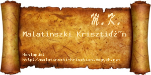 Malatinszki Krisztián névjegykártya